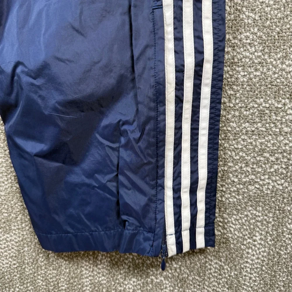 Adidas Track Windbreaker Pants Mens M Blue 3-Stripe Mesh Lined Zipper Hem Jogger - Picture 7 of 11